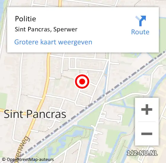 Locatie op kaart van de 112 melding: Politie Sint Pancras, Sperwer op 24 juni 2015 14:51