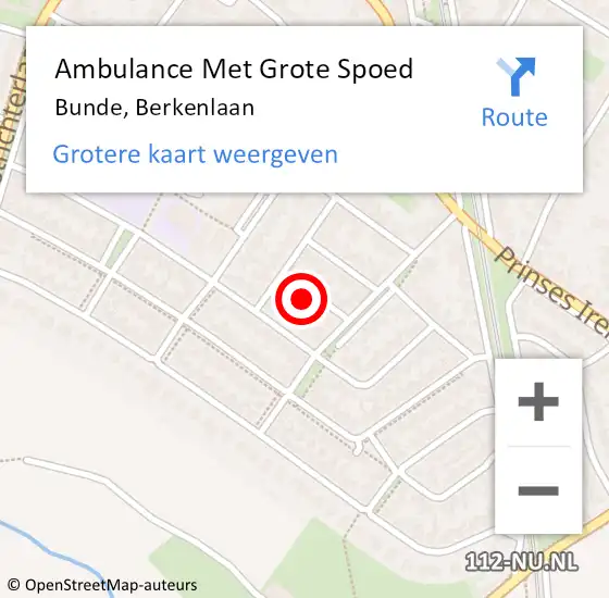 Locatie op kaart van de 112 melding: Ambulance Met Grote Spoed Naar Bunde, Berkenlaan op 11 november 2013 23:15