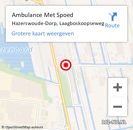 Locatie op kaart van de 112 melding: Ambulance Met Spoed Naar Hazerswoude-Dorp, Laagboskoopseweg op 24 juni 2015 15:13
