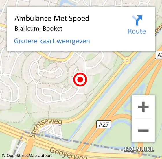 Locatie op kaart van de 112 melding: Ambulance Met Spoed Naar Blaricum, Booket op 24 juni 2015 15:40