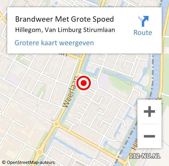 Locatie op kaart van de 112 melding: Brandweer Met Grote Spoed Naar Hillegom, Van Limburg Stirumlaan op 24 juni 2015 16:06