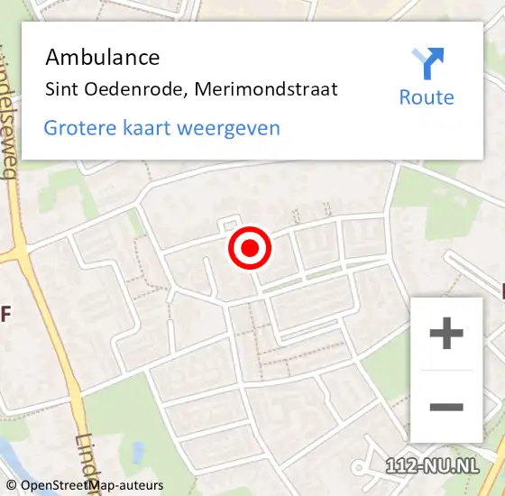 Locatie op kaart van de 112 melding: Ambulance Sint Oedenrode, Merimondstraat op 24 juni 2015 16:26