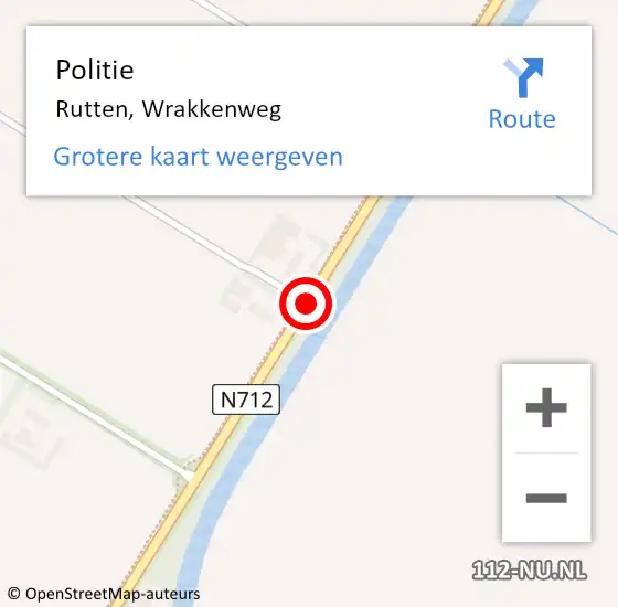 Locatie op kaart van de 112 melding: Politie Rutten, Wrakkenweg op 24 juni 2015 16:57