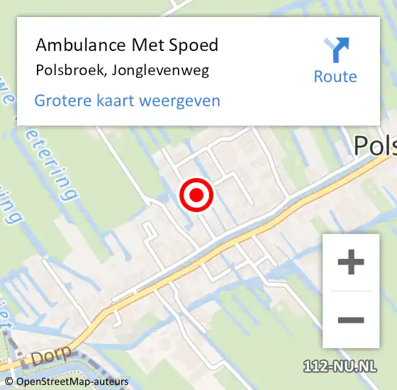 Locatie op kaart van de 112 melding: Ambulance Met Spoed Naar Polsbroek, Jonglevenweg op 24 juni 2015 17:31