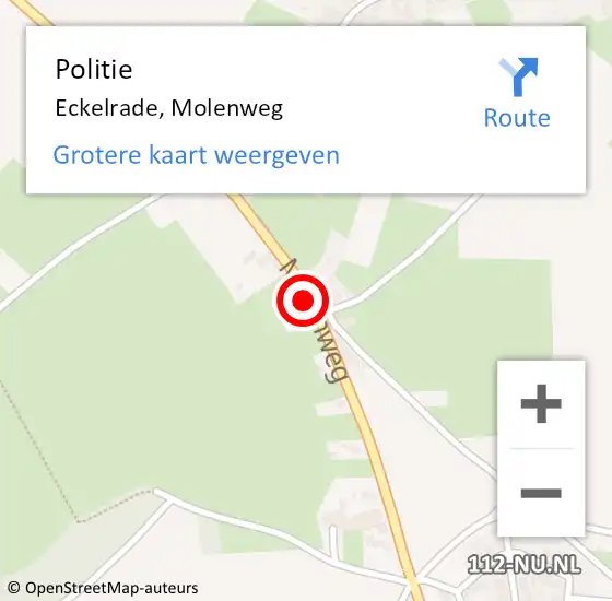 Locatie op kaart van de 112 melding: Politie Eckelrade, Molenweg op 24 juni 2015 17:33