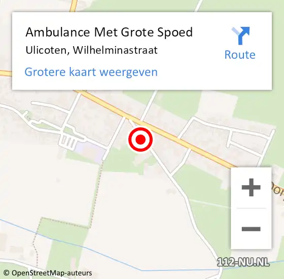 Locatie op kaart van de 112 melding: Ambulance Met Grote Spoed Naar Ulicoten, Wilhelminastraat op 12 november 2013 00:12