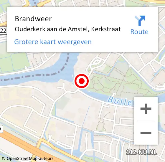 Locatie op kaart van de 112 melding: Brandweer Ouderkerk aan de Amstel, Kerkstraat op 24 juni 2015 19:14