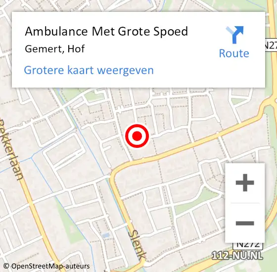 Locatie op kaart van de 112 melding: Ambulance Met Grote Spoed Naar Gemert, Hof op 24 juni 2015 19:21