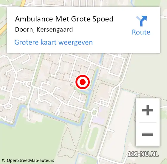 Locatie op kaart van de 112 melding: Ambulance Met Grote Spoed Naar Doorn, Kersengaard op 24 juni 2015 19:39