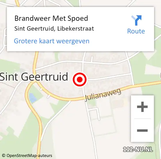 Locatie op kaart van de 112 melding: Brandweer Met Spoed Naar Sint Geertruid, Libekerstraat op 24 juni 2015 20:20