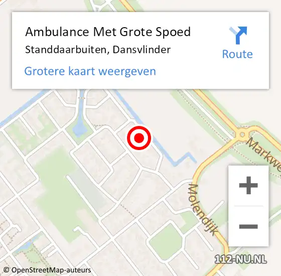 Locatie op kaart van de 112 melding: Ambulance Met Grote Spoed Naar Standdaarbuiten, Dansvlinder op 24 juni 2015 21:22