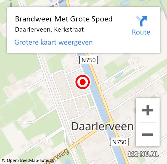 Locatie op kaart van de 112 melding: Brandweer Met Grote Spoed Naar Daarlerveen, Kerkstraat op 12 november 2013 00:44