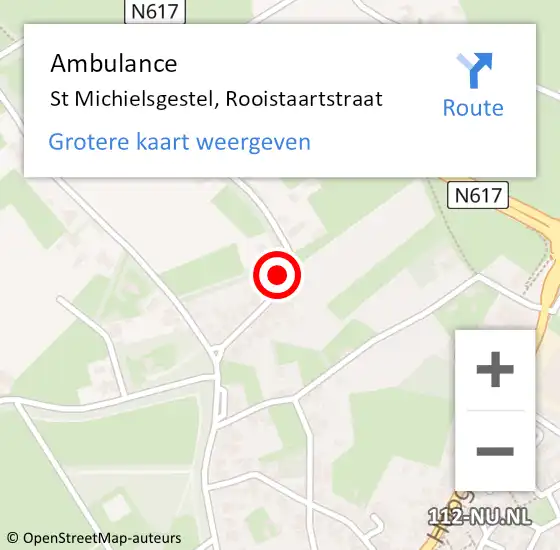 Locatie op kaart van de 112 melding: Ambulance St Michielsgestel, Rooistaartstraat op 24 juni 2015 22:37