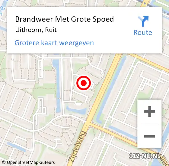 Locatie op kaart van de 112 melding: Brandweer Met Grote Spoed Naar Uithoorn, Ruit op 25 juni 2015 01:02