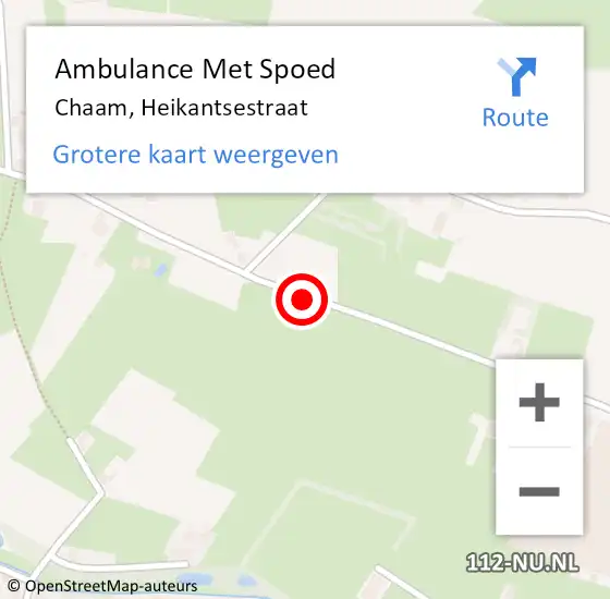 Locatie op kaart van de 112 melding: Ambulance Met Spoed Naar Chaam, Heikantsestraat op 25 juni 2015 01:18