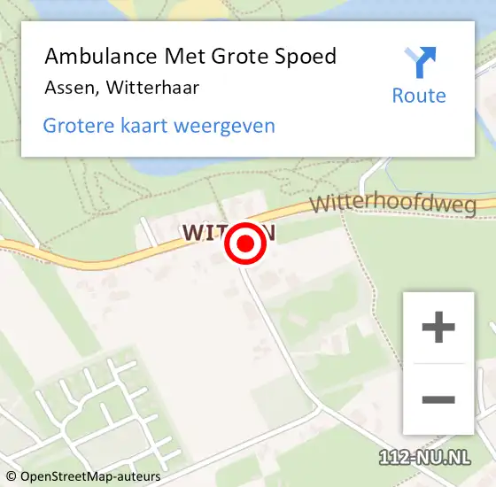 Locatie op kaart van de 112 melding: Ambulance Met Grote Spoed Naar Assen, Witterhaar op 25 juni 2015 01:20