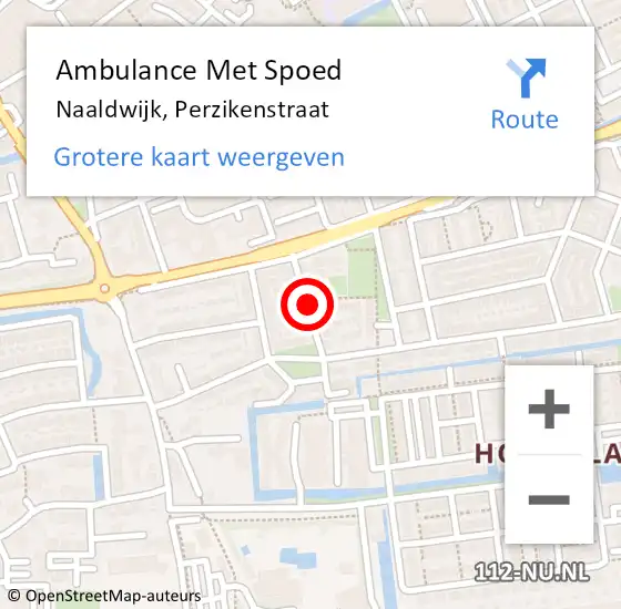 Locatie op kaart van de 112 melding: Ambulance Met Spoed Naar Naaldwijk, Perzikenstraat op 25 juni 2015 01:34