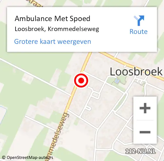 Locatie op kaart van de 112 melding: Ambulance Met Spoed Naar Loosbroek, Krommedelseweg op 25 juni 2015 02:37