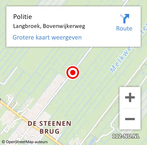 Locatie op kaart van de 112 melding: Politie Langbroek, Bovenwijkerweg op 25 juni 2015 04:37