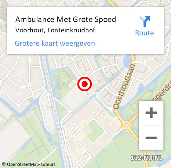 Locatie op kaart van de 112 melding: Ambulance Met Grote Spoed Naar Voorhout, Fonteinkruidhof op 12 november 2013 01:47