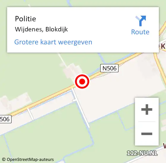 Locatie op kaart van de 112 melding: Politie Wijdenes, Blokdijk op 25 juni 2015 08:02