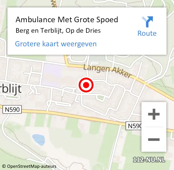 Locatie op kaart van de 112 melding: Ambulance Met Grote Spoed Naar Berg en Terblijt, Op de Dries op 25 juni 2015 08:13