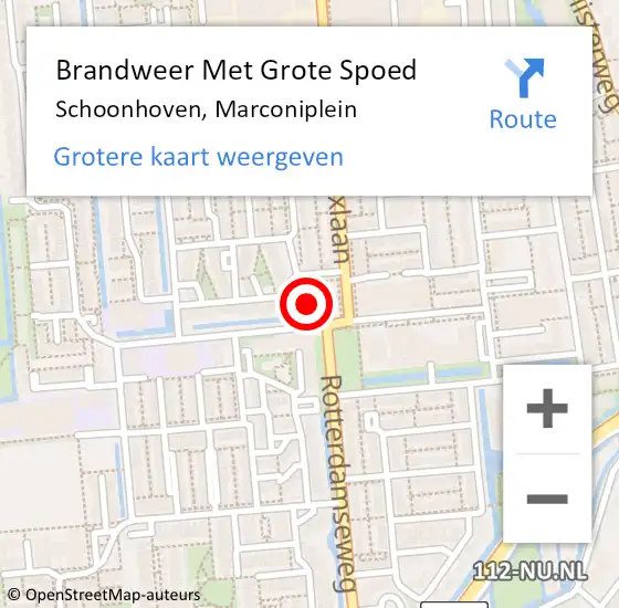 Locatie op kaart van de 112 melding: Brandweer Met Grote Spoed Naar Schoonhoven, Marconiplein op 25 juni 2015 08:53