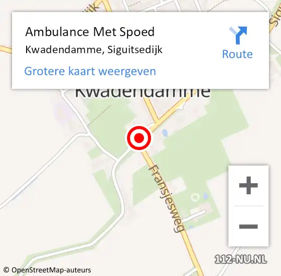 Locatie op kaart van de 112 melding: Ambulance Met Spoed Naar Kwadendamme, Siguitsedijk op 25 juni 2015 09:31