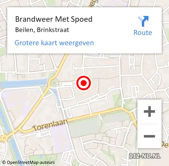 Locatie op kaart van de 112 melding: Brandweer Met Spoed Naar Beilen, Brinkstraat op 25 juni 2015 09:33
