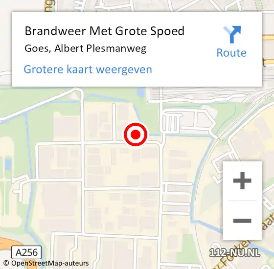 Locatie op kaart van de 112 melding: Brandweer Met Grote Spoed Naar Goes, Albert Plesmanweg op 25 juni 2015 10:29