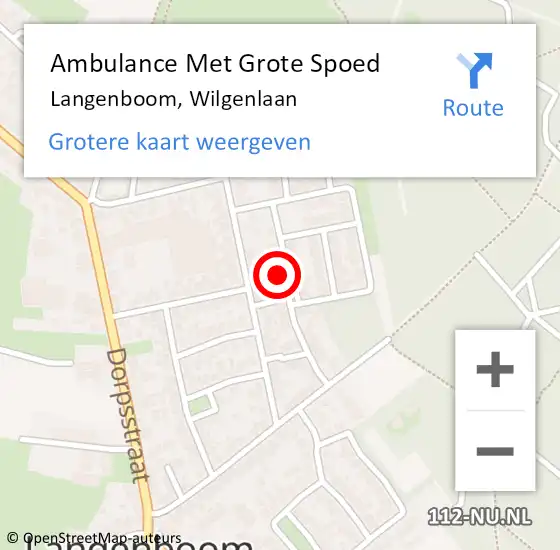 Locatie op kaart van de 112 melding: Ambulance Met Grote Spoed Naar Langenboom, Wilgenlaan op 25 juni 2015 11:24