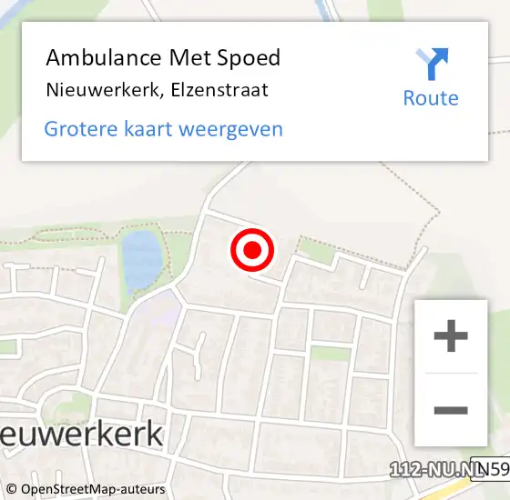 Locatie op kaart van de 112 melding: Ambulance Met Spoed Naar Nieuwerkerk, Elzenstraat op 25 juni 2015 12:19