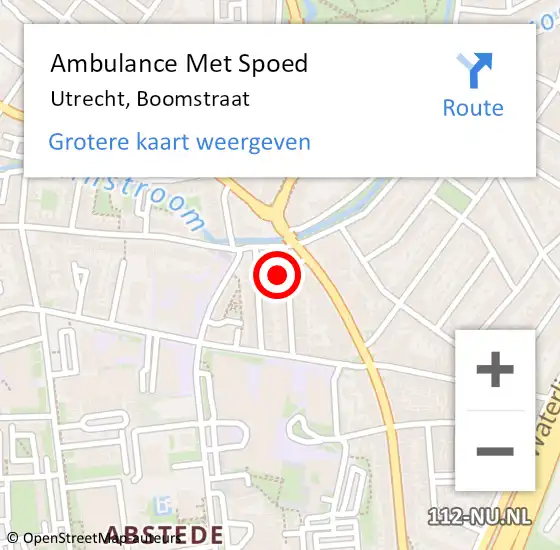 Locatie op kaart van de 112 melding: Ambulance Met Spoed Naar Utrecht, Boomstraat op 25 juni 2015 13:07