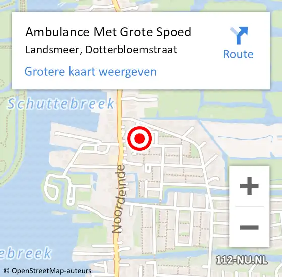 Locatie op kaart van de 112 melding: Ambulance Met Grote Spoed Naar Landsmeer, Dotterbloemstraat op 25 juni 2015 13:12