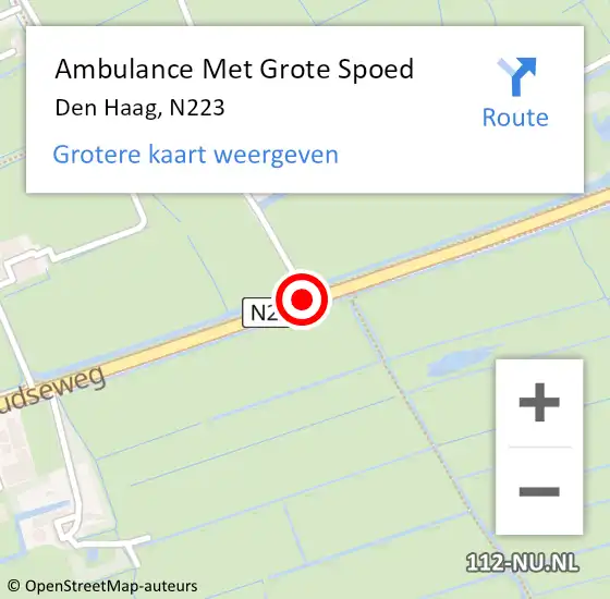 Locatie op kaart van de 112 melding: Ambulance Met Grote Spoed Naar Den Haag, N223 op 25 juni 2015 14:02