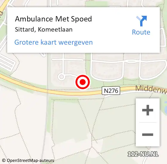 Locatie op kaart van de 112 melding: Ambulance Met Spoed Naar Sittard, Komeetlaan op 12 november 2013 06:00