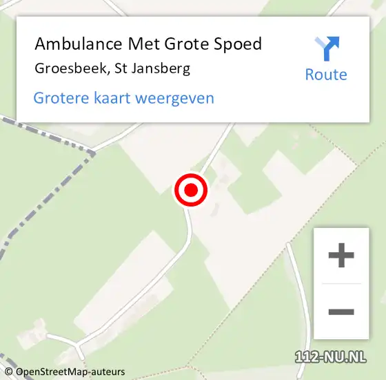 Locatie op kaart van de 112 melding: Ambulance Met Grote Spoed Naar Groesbeek, St Jansberg op 25 juni 2015 14:30