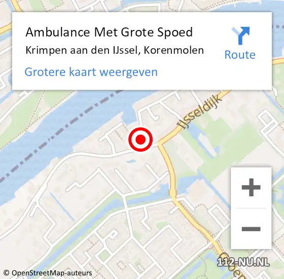 Locatie op kaart van de 112 melding: Ambulance Met Grote Spoed Naar Krimpen aan den IJssel, Korenmolen op 25 juni 2015 15:40