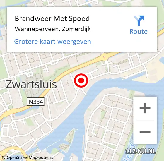 Locatie op kaart van de 112 melding: Brandweer Met Spoed Naar Wanneperveen, Zomerdijk op 25 juni 2015 16:38