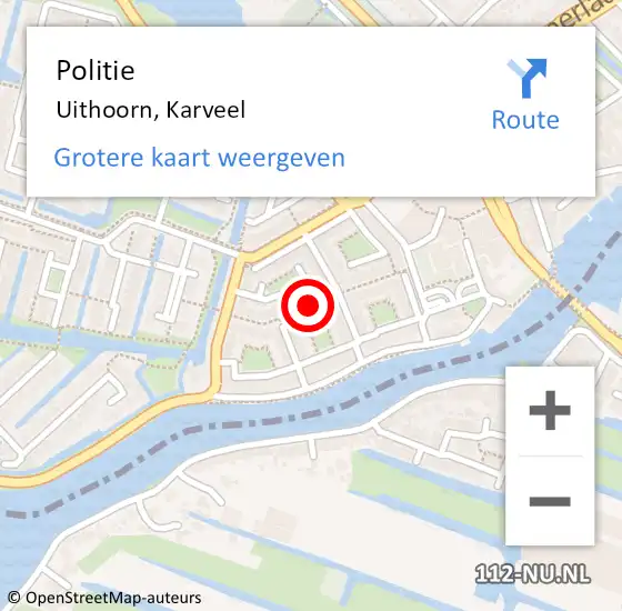 Locatie op kaart van de 112 melding: Politie Uithoorn, Karveel op 25 juni 2015 17:08