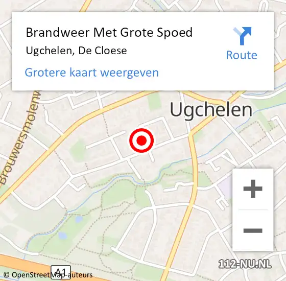 Locatie op kaart van de 112 melding: Brandweer Met Grote Spoed Naar Ugchelen, De Cloese op 12 november 2013 07:22