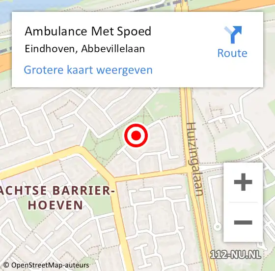 Locatie op kaart van de 112 melding: Ambulance Met Spoed Naar Eindhoven, Abbevillelaan op 25 juni 2015 18:04