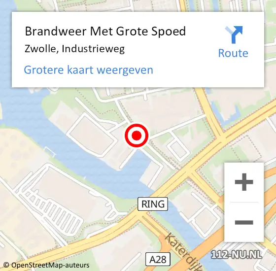 Locatie op kaart van de 112 melding: Brandweer Met Grote Spoed Naar Zwolle, Industrieweg op 25 juni 2015 19:39