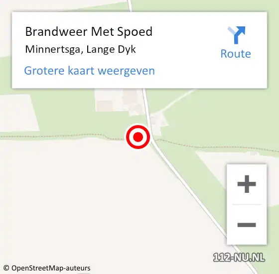 Locatie op kaart van de 112 melding: Brandweer Met Spoed Naar Minnertsga, Lange Dyk op 25 juni 2015 20:22