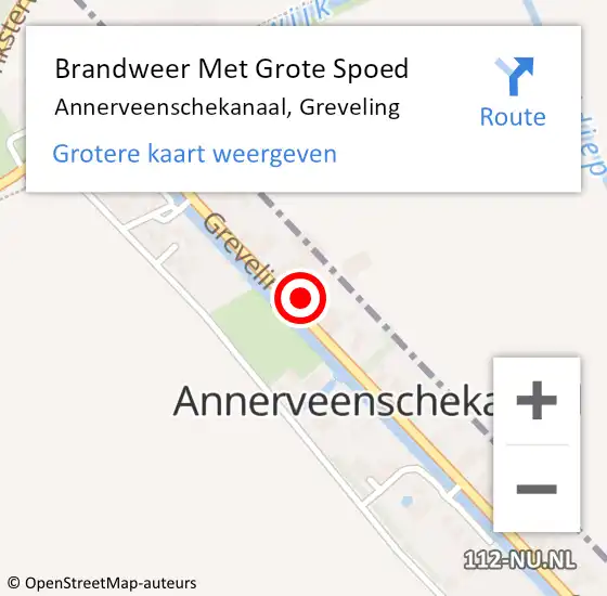 Locatie op kaart van de 112 melding: Brandweer Met Grote Spoed Naar Annerveenschekanaal, Greveling op 25 juni 2015 21:02