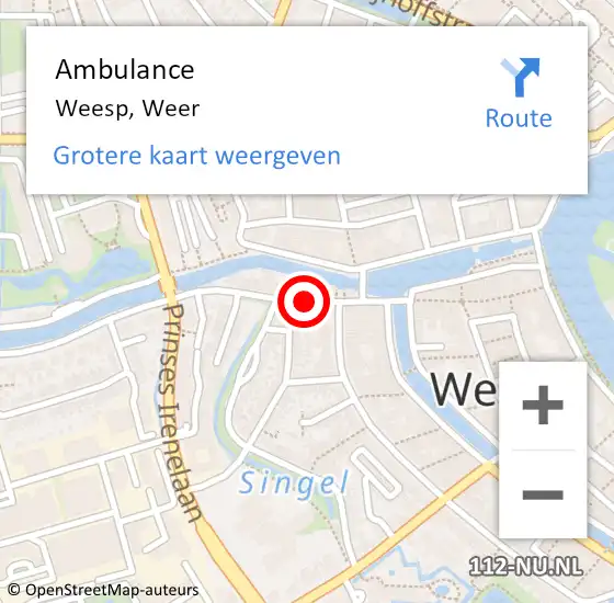 Locatie op kaart van de 112 melding: Ambulance Weesp, Weer op 25 juni 2015 21:32