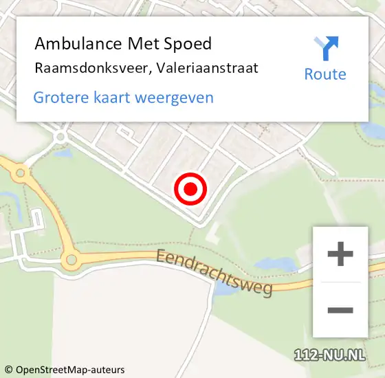 Locatie op kaart van de 112 melding: Ambulance Met Spoed Naar Raamsdonksveer, Valeriaanstraat op 26 juni 2015 04:22