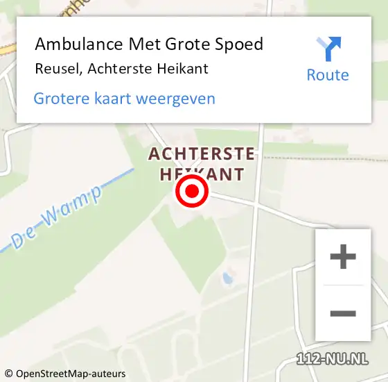 Locatie op kaart van de 112 melding: Ambulance Met Grote Spoed Naar Reusel, Achterste Heikant op 26 juni 2015 04:41