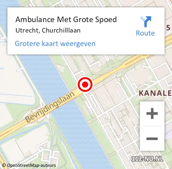 Locatie op kaart van de 112 melding: Ambulance Met Grote Spoed Naar Utrecht, Churchilllaan op 26 juni 2015 07:28