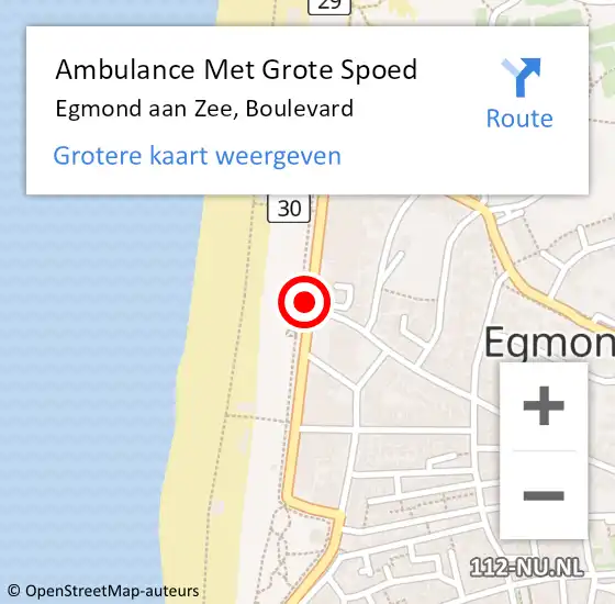 Locatie op kaart van de 112 melding: Ambulance Met Grote Spoed Naar Egmond aan Zee, Boulevard op 26 juni 2015 07:48